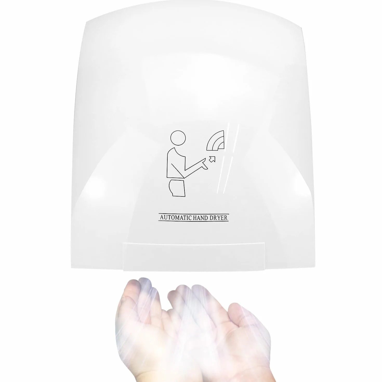QWORK® Secador de Manos eléctrico automático, secador de Manos para Montaje en Pared, 1800W, Aire frío y Caliente Regulable, Blanco