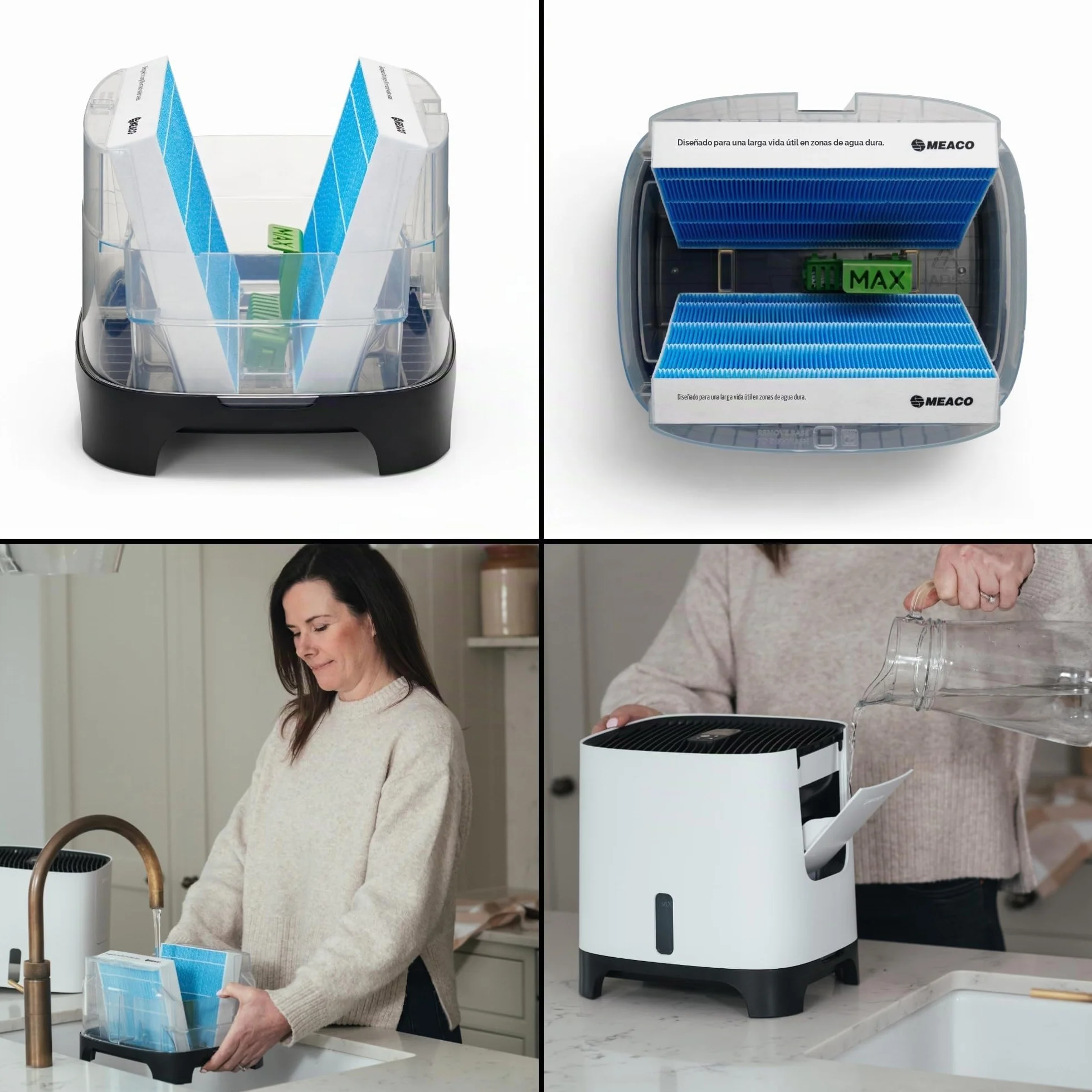 Meaco Armin - Humidificador evaporativo para habitaciones de 89 m2, depósito grande de 4,7 l, para agua blanda y dura, aire puro y perfectamente humidificado, sin residuos blancos, alto rendimiento
