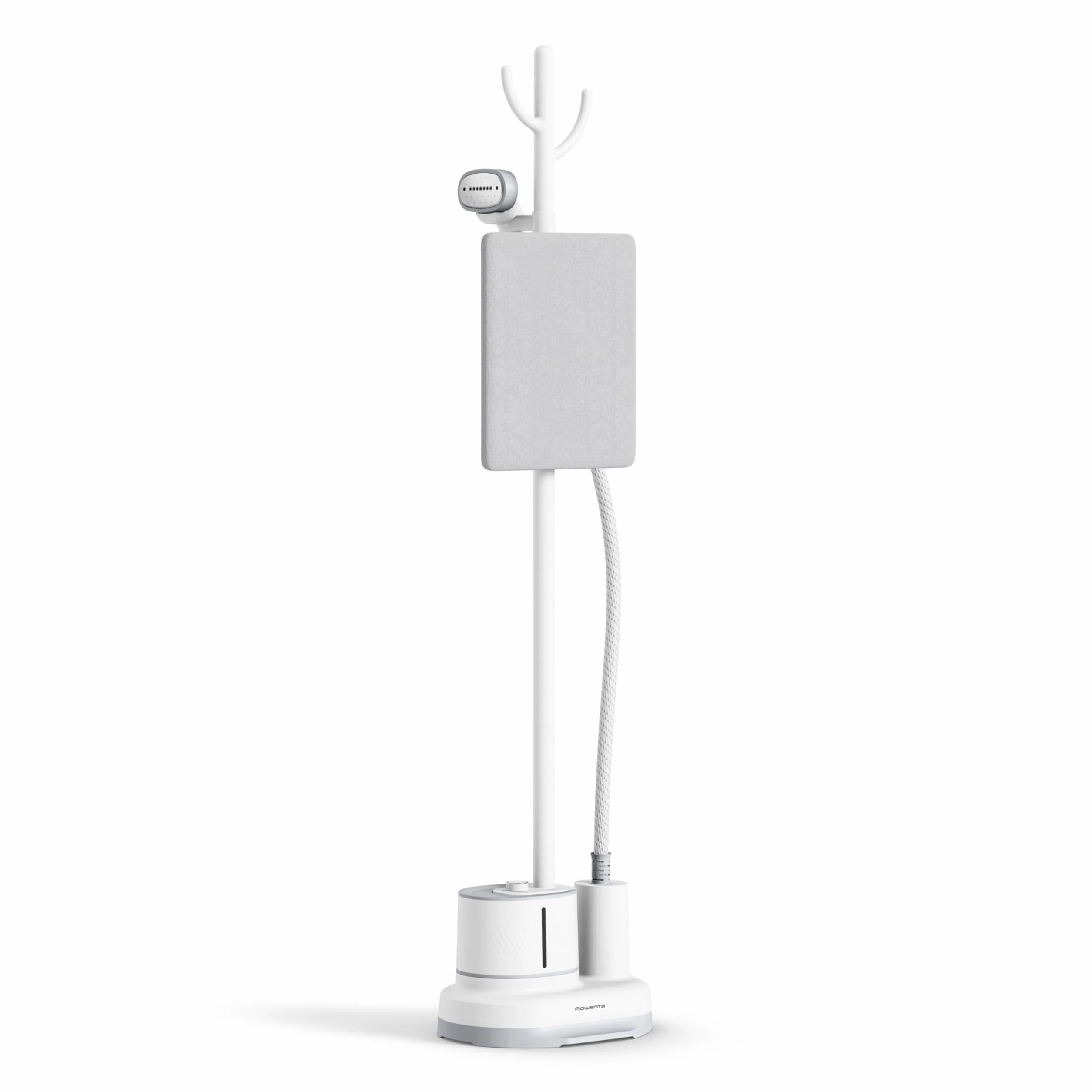Rowenta, vaporizador para ropa, vapor en el hogar, acero inoxidable de tamaño completo con tabla de planchar vertical, tanque de agua de 42 onzas, perchero para ropa, compacto, 1800 vatios,