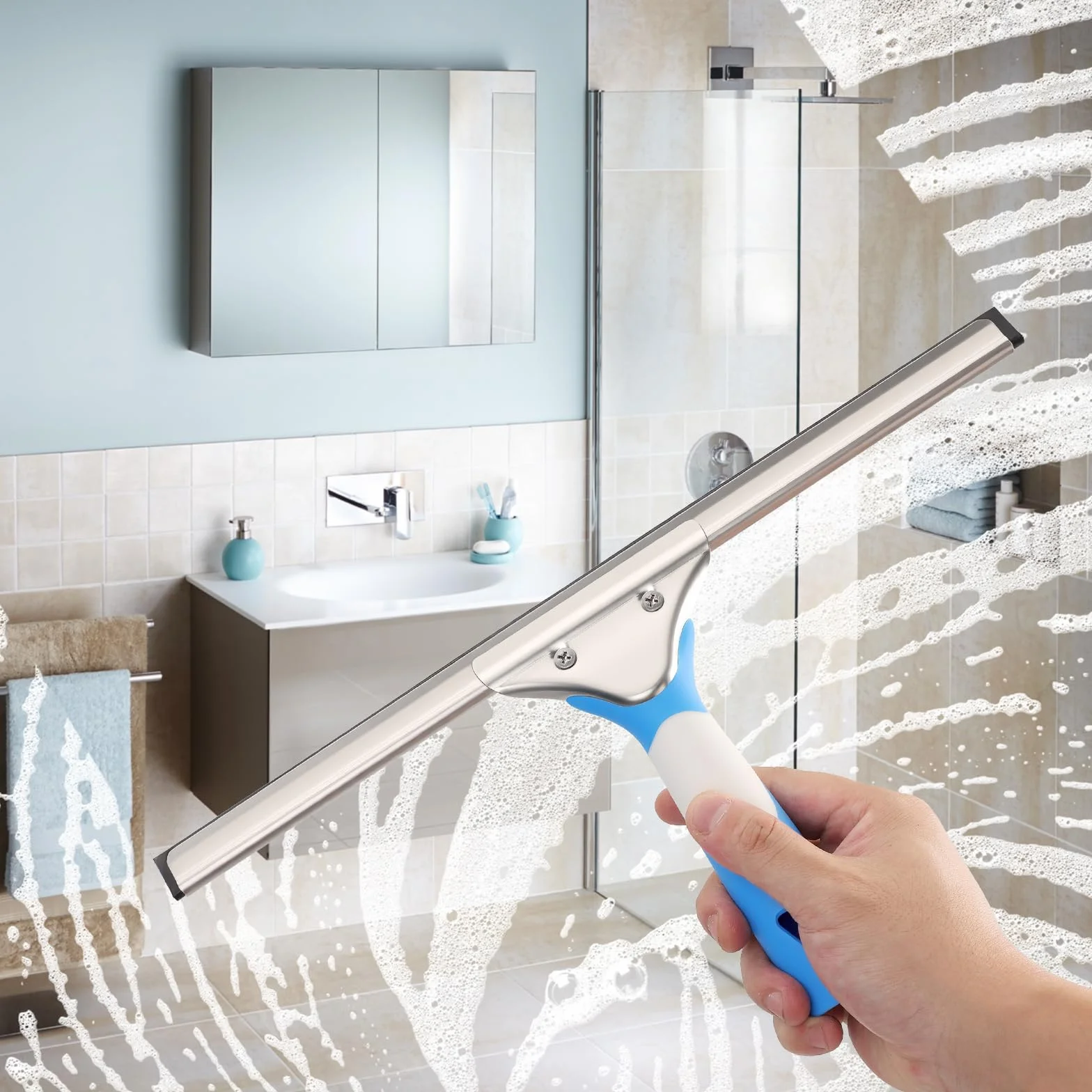 Mitclear Limpiacristales Profesional 15cm, Limpiador de Ventanas Acero Inoxidable, Escobilla Silicona para Cristal