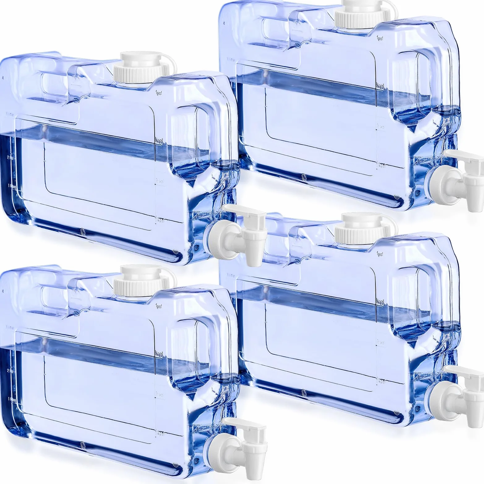 Funnymoom 4 dispensadores de bebidas de 1.1 galones para refrigerador, refrigerador, botella dispensadora de agua reutilizable de plástico con espiga, sin BPA, para fiestas, al aire libre, hogar,