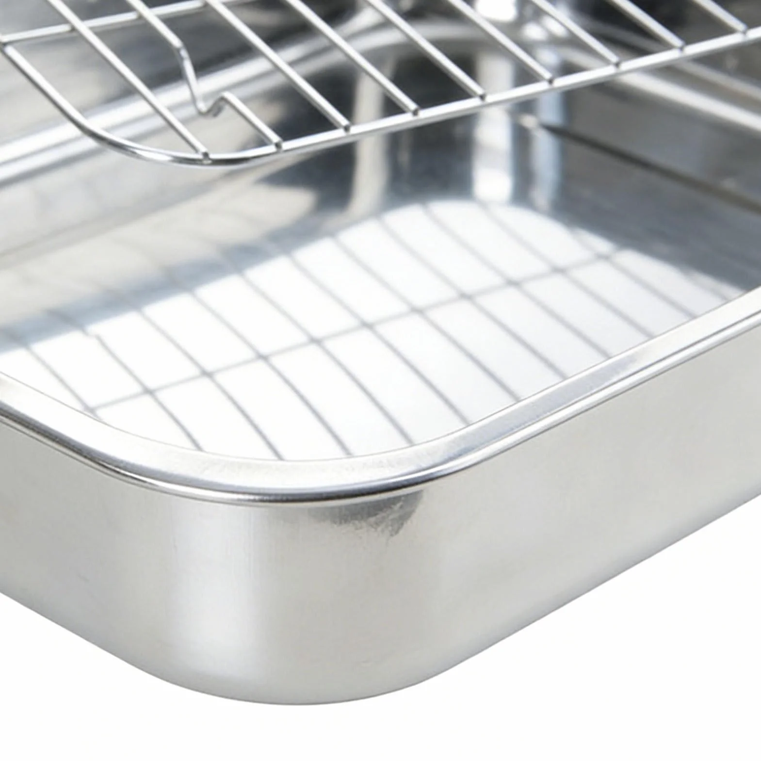 Bandeja para Utensilios De Cocina De Acero Inoxidable | Para Pollo Asado Para Cenas De Acción De Gracias Reuniones Familiares Principiantes Pollo Jamón