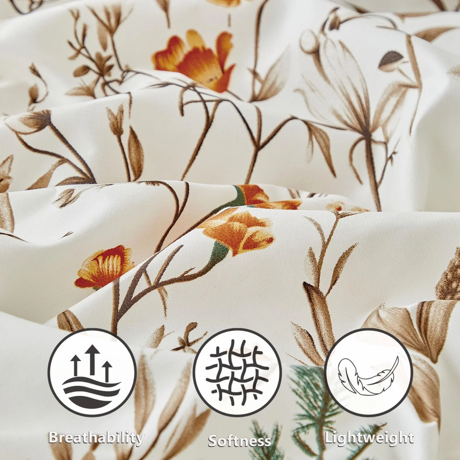 TTCM Funda Nordica Cama 180, Funda Nordica 240 x 260 cm, Incluye 1 Fibra Ultrafina con Estampado Floral Funda Nórdica 240x260 cm + 2 Funda Almohada 65x65 cm, con Cremallera