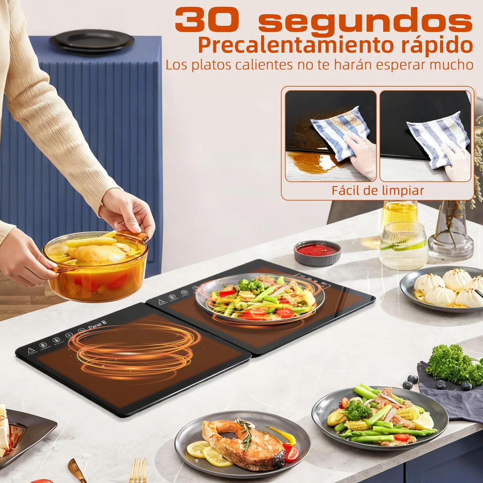 Bandeja Calefactora Eléctrica para Alimentos,con Control de Temperatura Ajustable y Diseño Plegable,Almohadilla Térmica Multiusos para Mantener la Comida Caliente o Descongelar en Casa