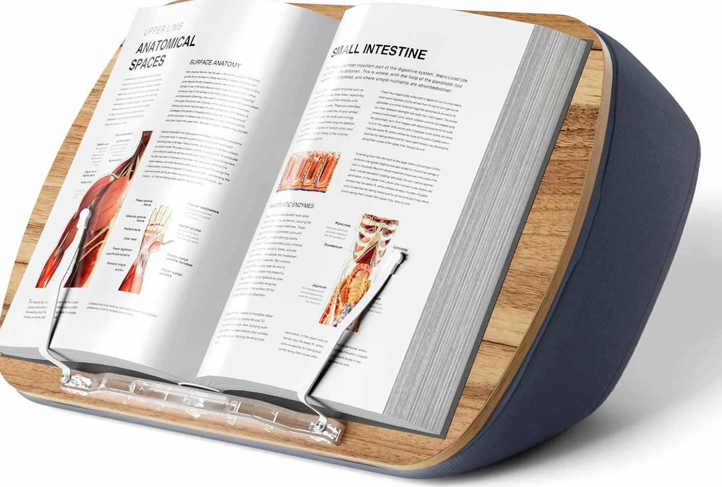 Soporte de Libros para Lectura, cómodo almohada Atril para sofá, cama, escritorio, mesa, regalo para amantes de los libros, compatible con portátil y tablet (Gris)
