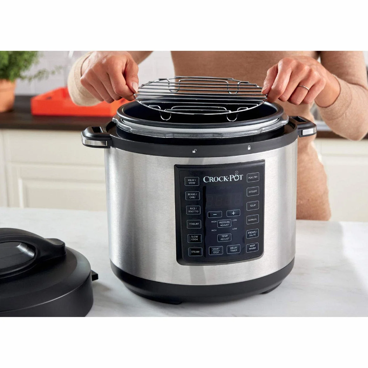 Crock-Pot Express Pressure Cooker CSC051, 12-in-1 Programable Multi-Cocina, 5,6 Litros, Acero Inoxidable