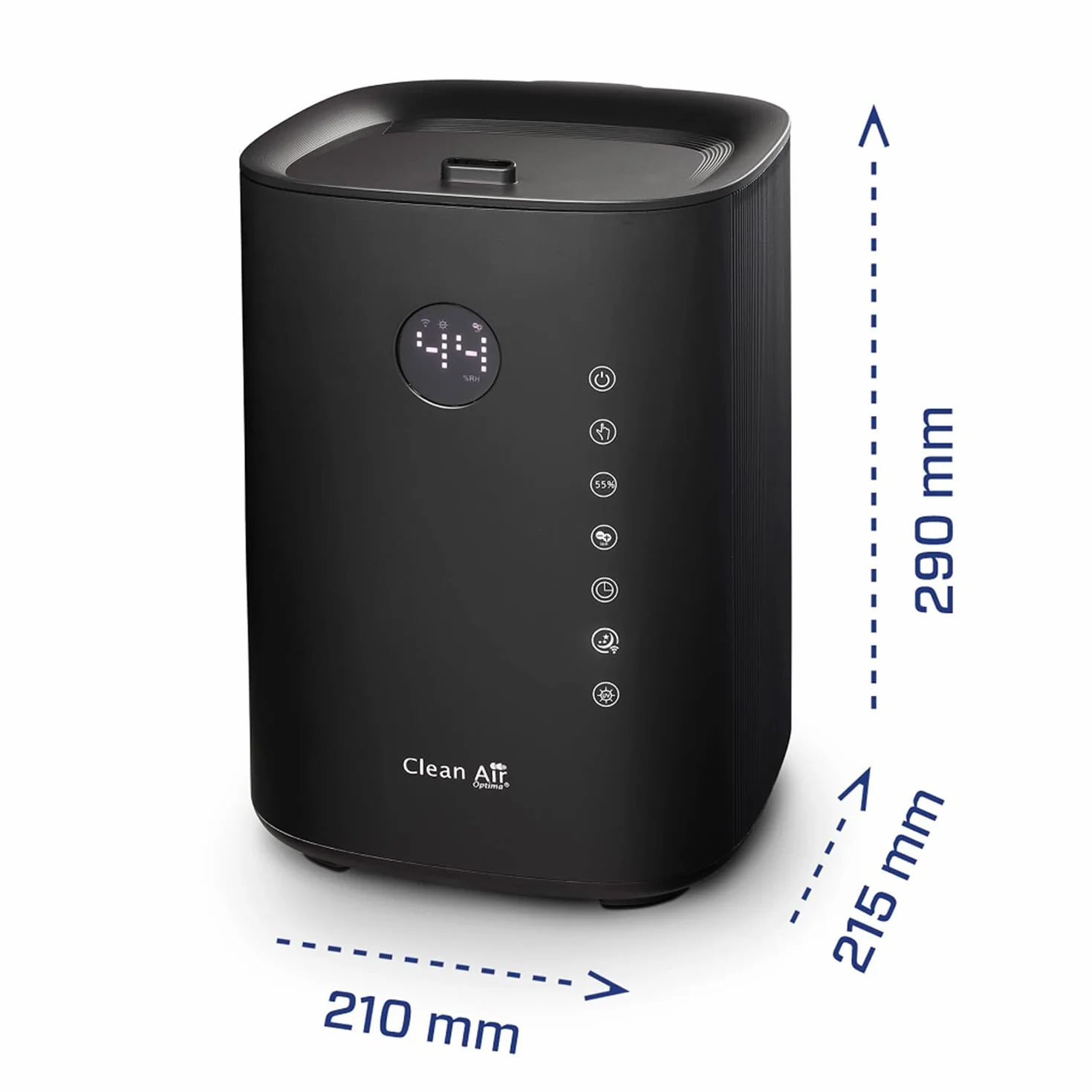 Clean Air Optima CA-604 Smart Top Filling - 3 en 1: Humidificador, purificador de aire y aromaterapia. - Capacidad min.120 ml/h - máx.400 ml/h! - Ideal para habitaciones de hasta 55 m²/140 m³ (negro)