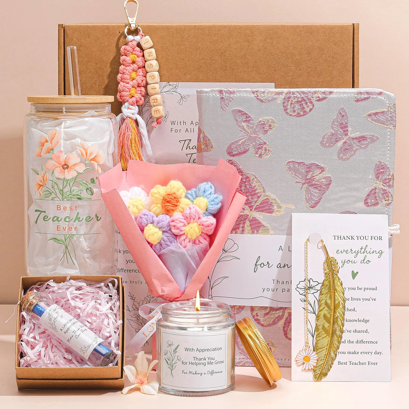 Regalos de agradecimiento para profesores para mujeres, graduación y fin de año, cesta de regalo para profesores, aula, jubilación de Acción de Gracias y cumpleaños, el mejor juego de caja de regalo