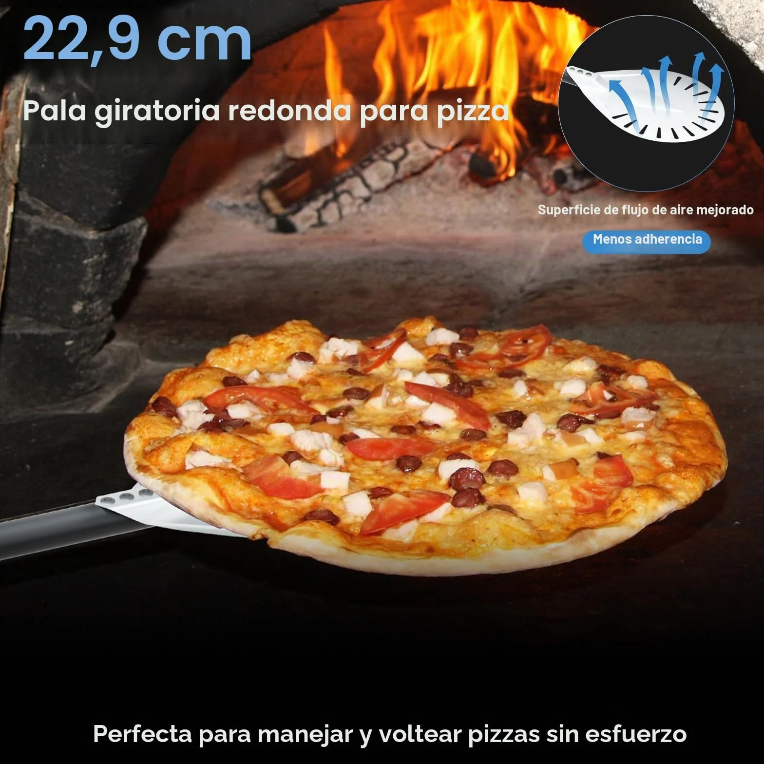4PCS Accesorios para Horno de Pizza, iklestar Pela de Pizza Perforada de 30x40cm, Pela Giratoria de Aluminio de 83cm con Mango Largo, Cepillo Limpiador de Piedra de Horno para Pizza Casera