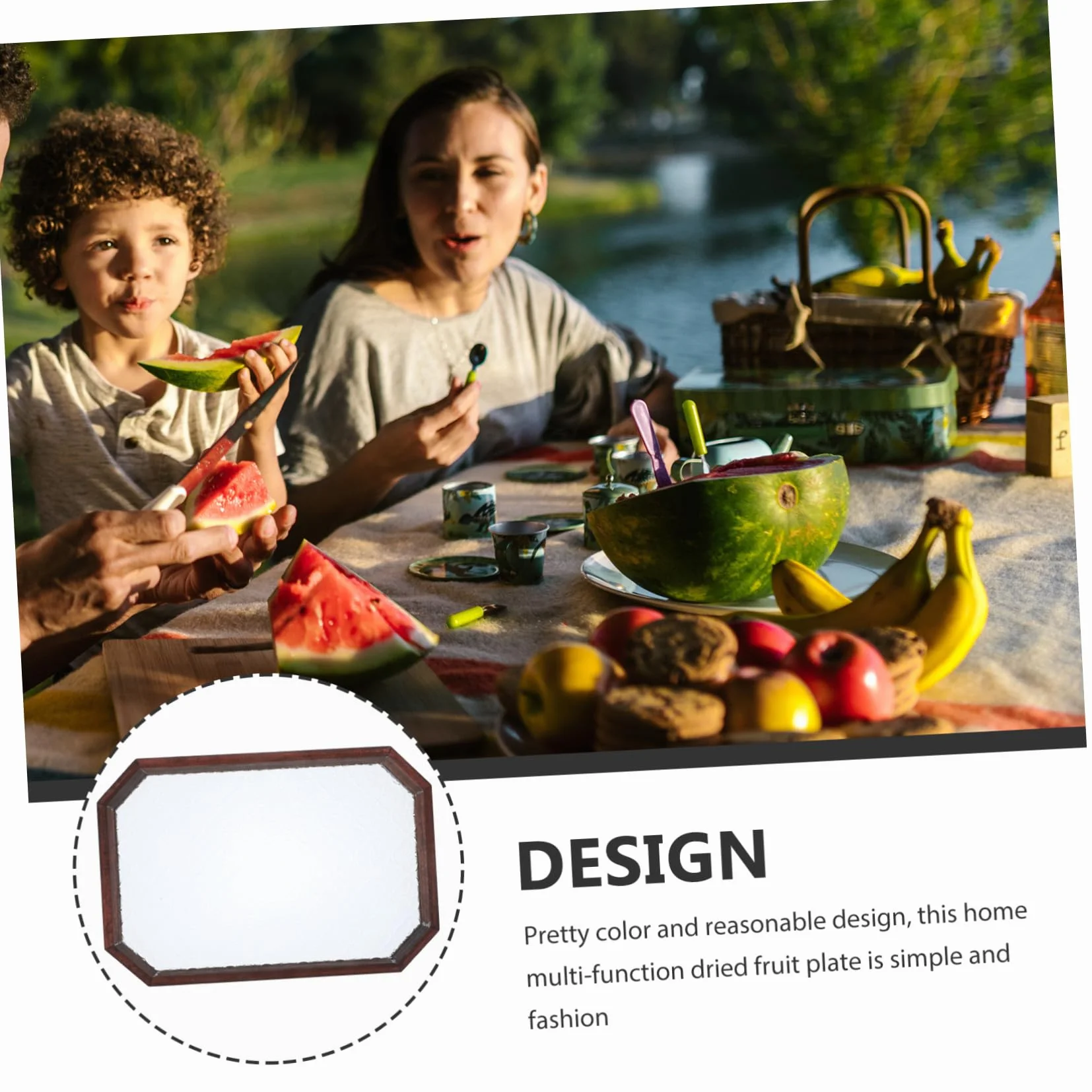 Bandeja Vintage para Servir Snacks y Dulces de Madera y Vidrio Resistente a Roturas, Adecuada para Uso con Invitados en Fiestas