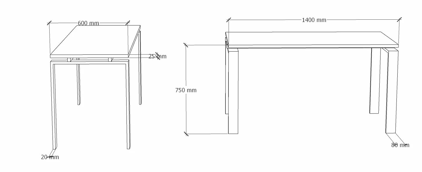 Mesa/Escritorio para teletrabajo, Oficina, despachos y Sala de Estudios. Estructura Marco Abierto Color Blanco. Fabricado en España. Envio a Toda la Península. (Olmo, 180x80)