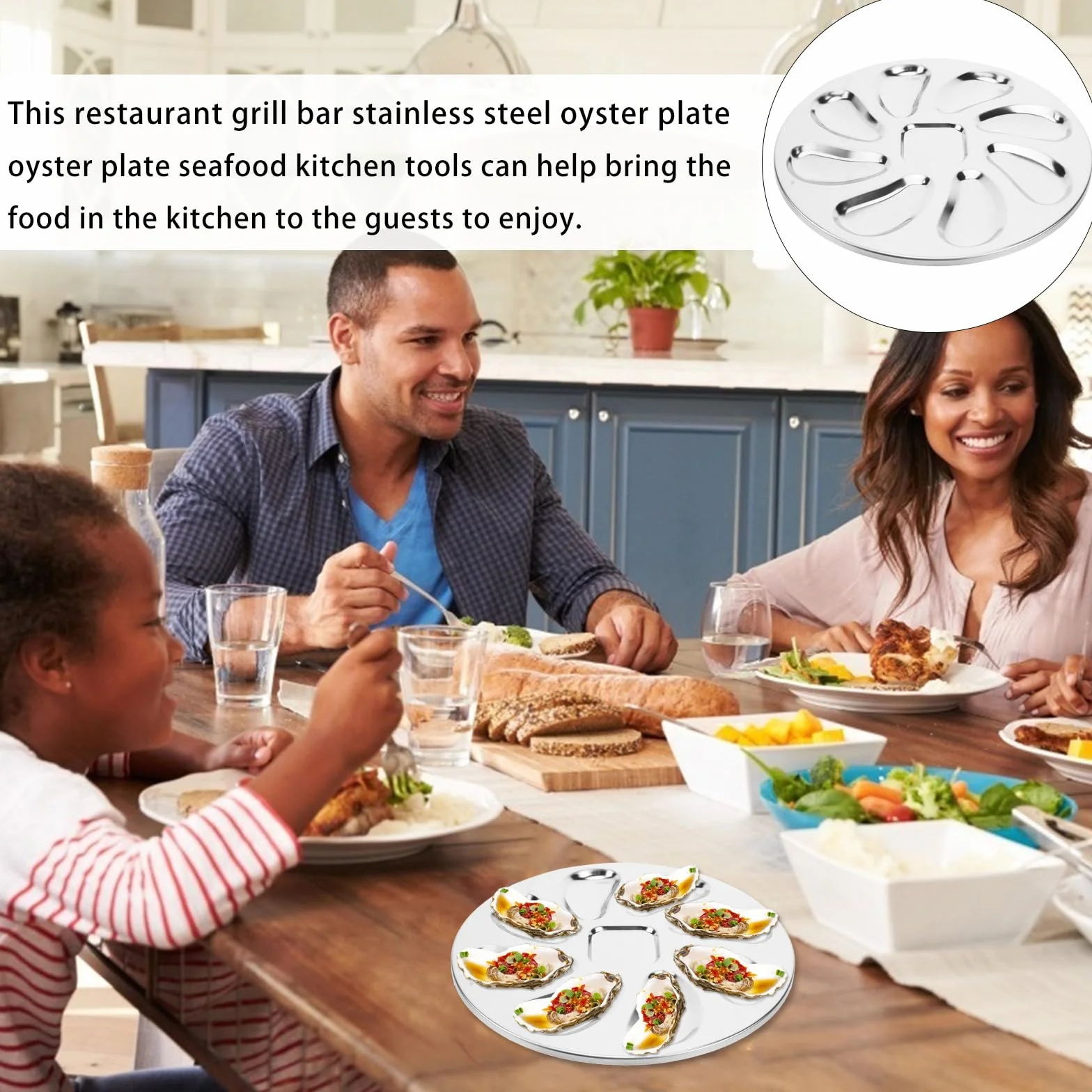 Toyvian Plato de Acero Inoxidable para Ostras 23X23 CM Ranuras Bandeja Plana para Mariscos y Aperitivos Utensilio de Cocina para Restaurante y Uso Doméstico