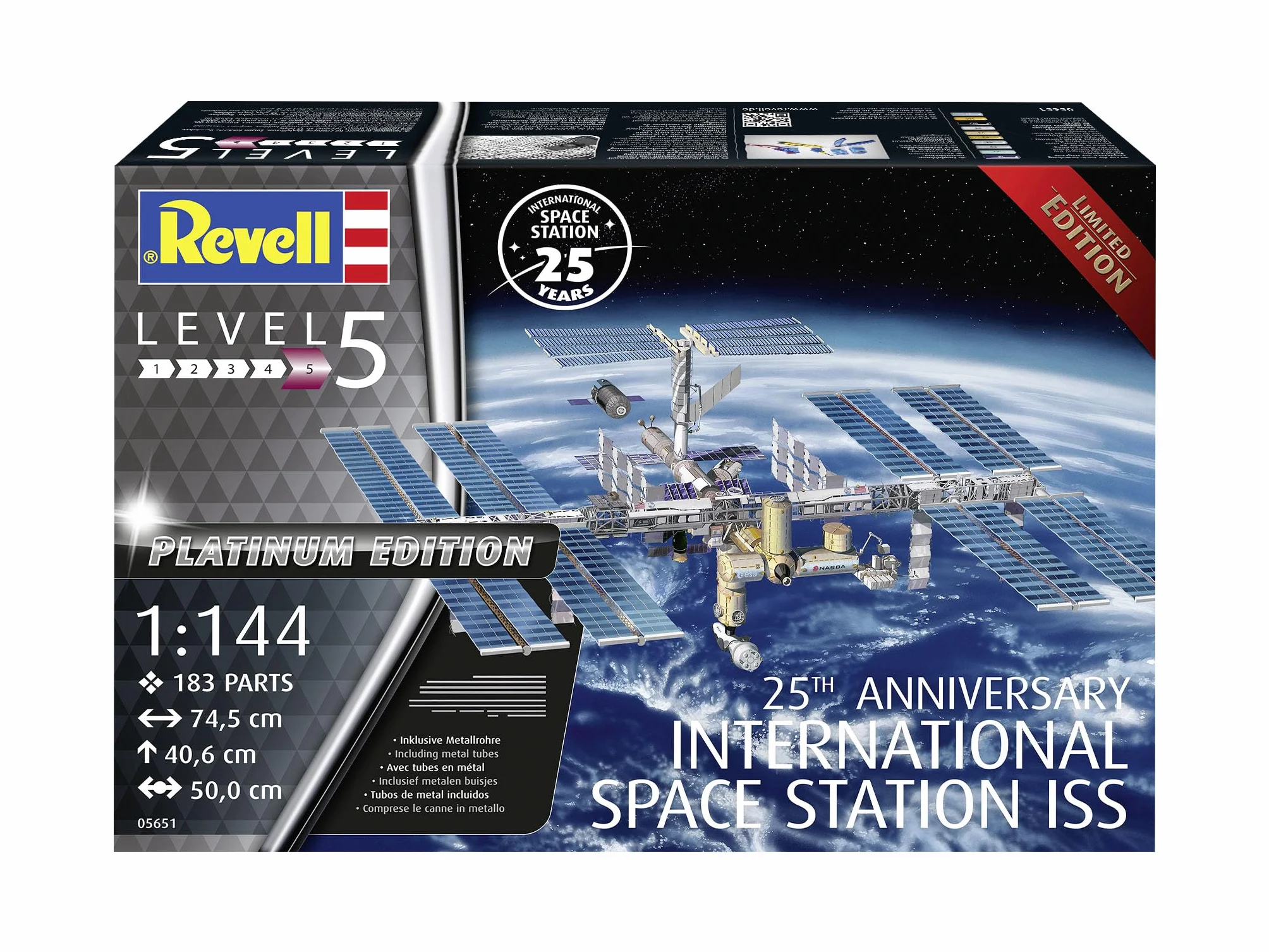 Revell Maqueta de construcción I Set de Regalo 25th Anniversary ISS Platinum Edition I INT. Estación Espacial I 250 Piezas I Escala 1:144 I para niños y Adultos a Partir de 13 años