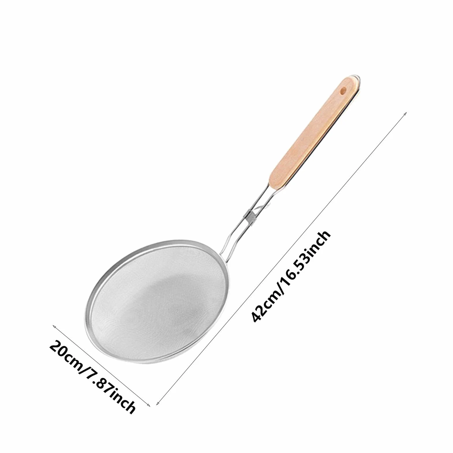 Colador de alimentos de malla, cuchara de cocina de mango largo para verduras, café, harina
