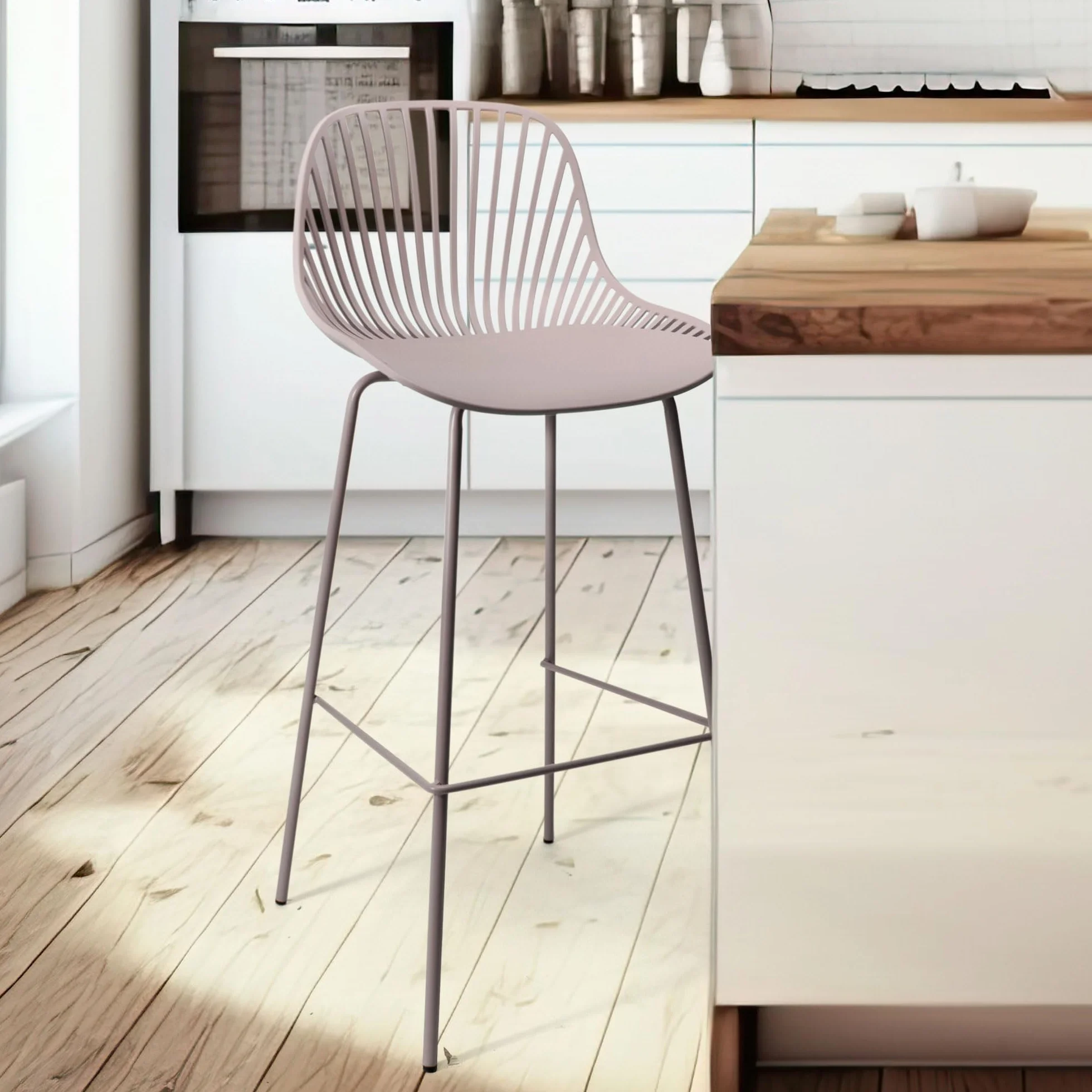 Taburete Alto Polipropileno Metal 103 cm 48 cm French Taupe