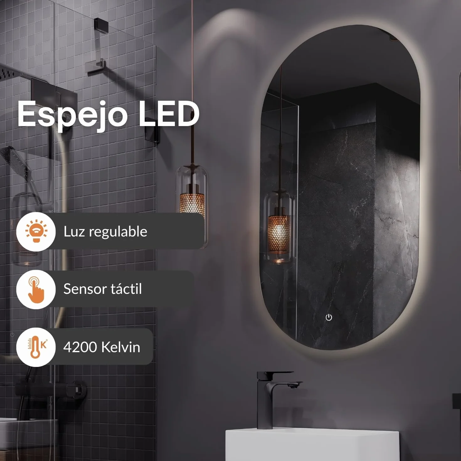 Planetmöbel Mueble Bajo Lavabo con Espejo Set 40 cm Roble Dorado