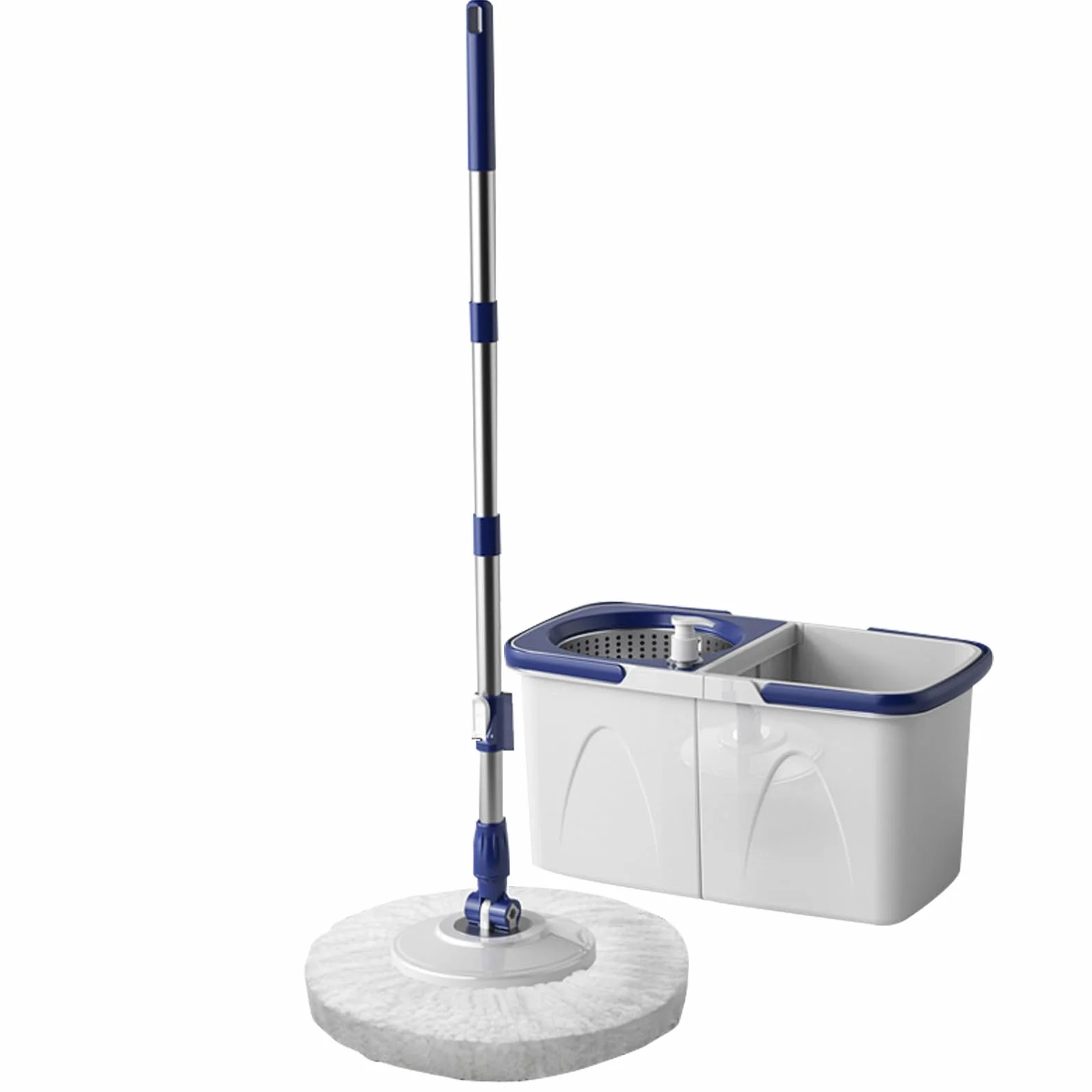 Set de Fregona y Cubo de Limpieza Ahorra Esfuerzo, Seco y Húmedo, Limpiador | con Mango Ajustable para Suelos, Hogar, Cocina, Baño, Azulejos, Madera Dura, Laminado, Mármol, Piedra