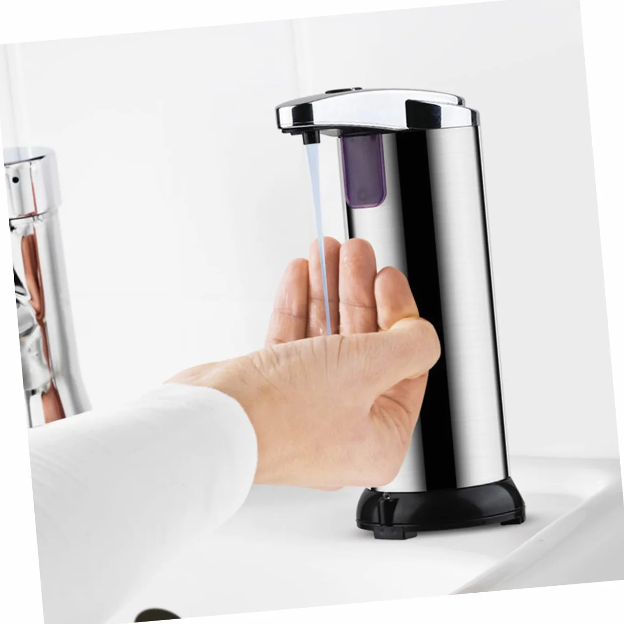 Cabilock Dispensador De Jabón Automático Sensor De Acero Inoxidable Dispensador De Jabón Sin Contacto para Cocina Baño para Uso Doméstico y Comercial