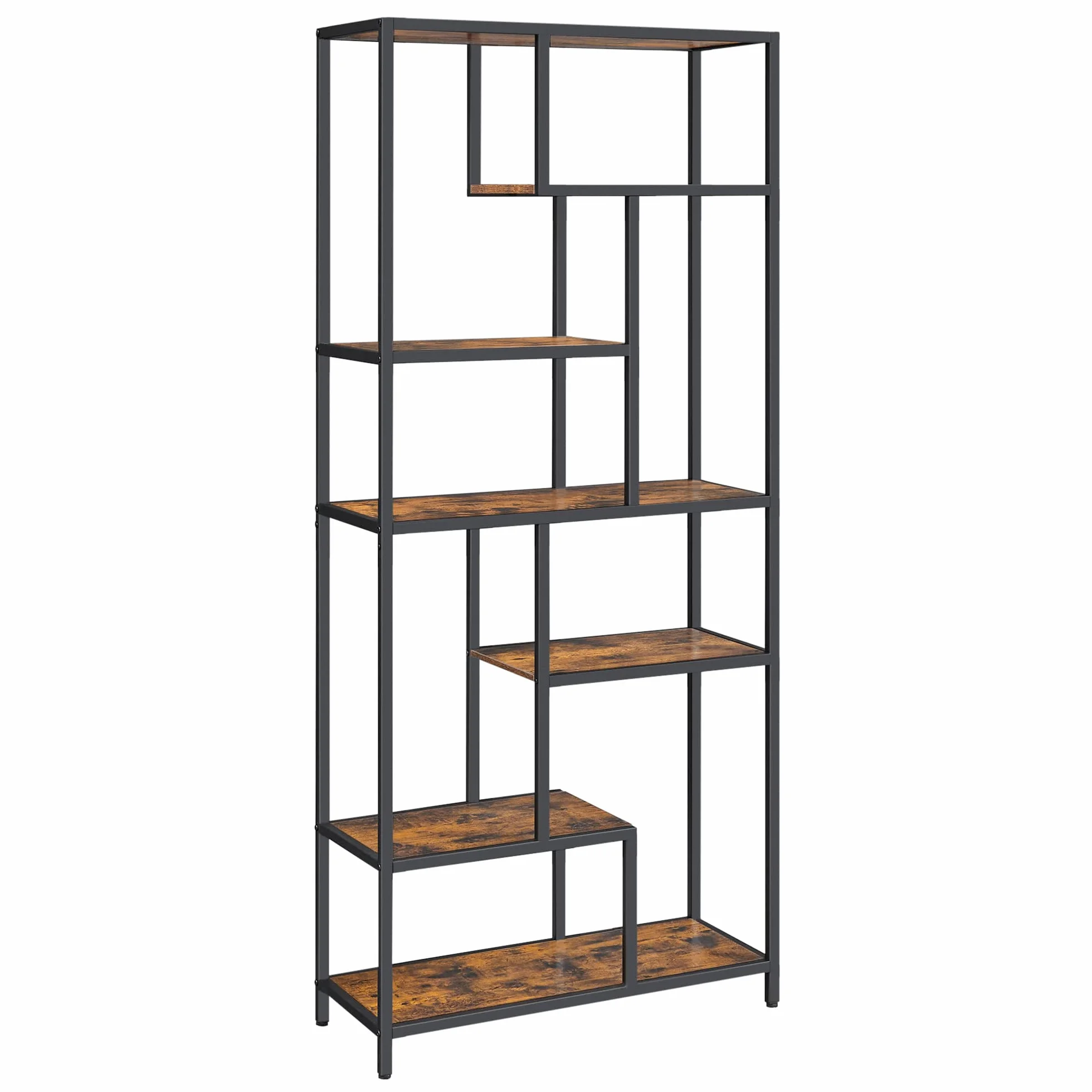 VASAGLE Librería, Estantería para Libros de 6 Niveles, Estantería Vertical para Plantas, 30 x 80 x 180 cm, Aglomerado, para Estudio, Salón, Dormitorio, Cocina, Marrón Rústico y Negro LLS119B01