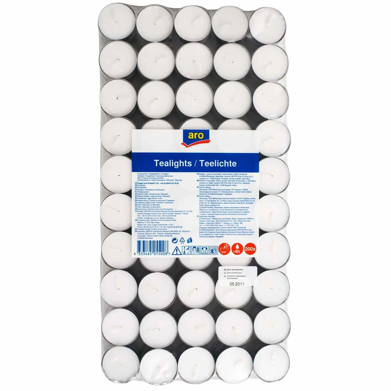 Aro Velas de Té 200 uds 4h Ø 3.75 cm Exterior Interior Decoración