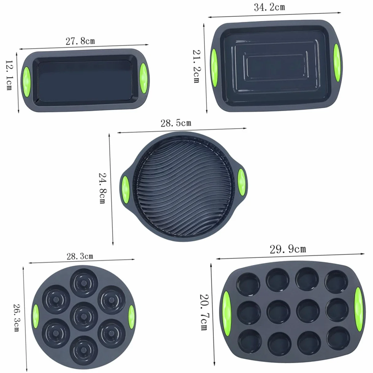 Moldes de Silicona Flexibles Set de 5 para Hornear Pasteles y Perfectos Fáciles de Limpiar en Cocina para Aficionados la Repostería Familiar