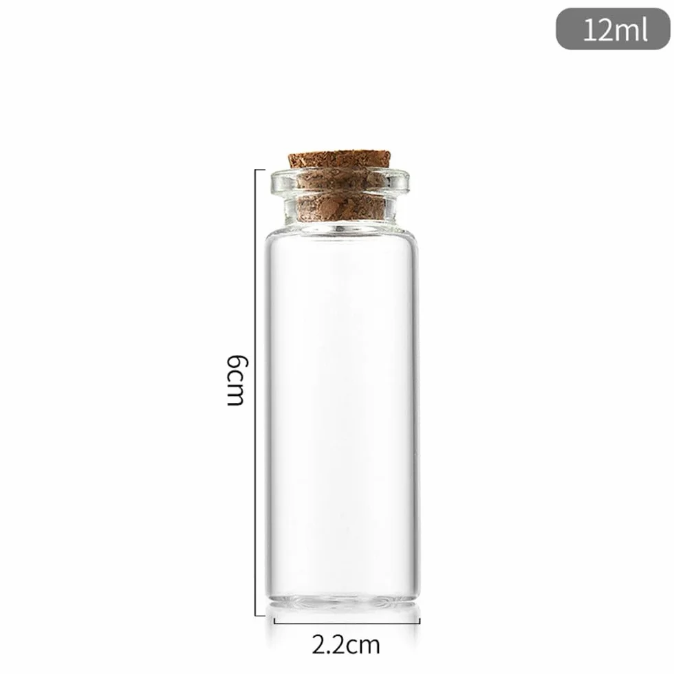 LGEGE Mini botellas de plástico de 12 ml con tapones de corcho, juego de 50 piezas, 22 botellas pequeñas de poción de 60 mm, tarro de arte de arena pequeño para decoración de fiestas, manualidades
