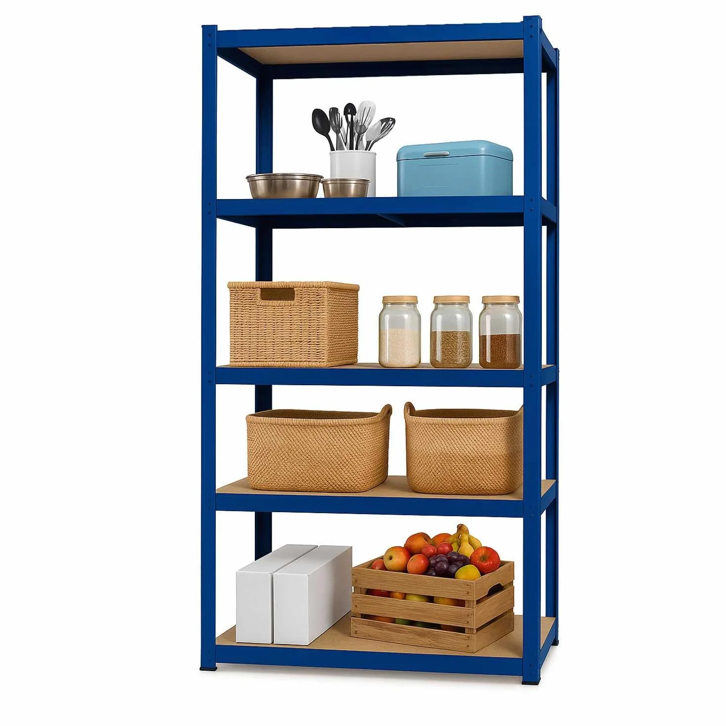 OcioDual Estanteria Metalica Azul Essential, Estanteria Almacenaje Trastero, 180x90x40cm, Estante Cocina, Estanterias Almacenaje Trastero, Estanterias Metalicas Sin Tornillos