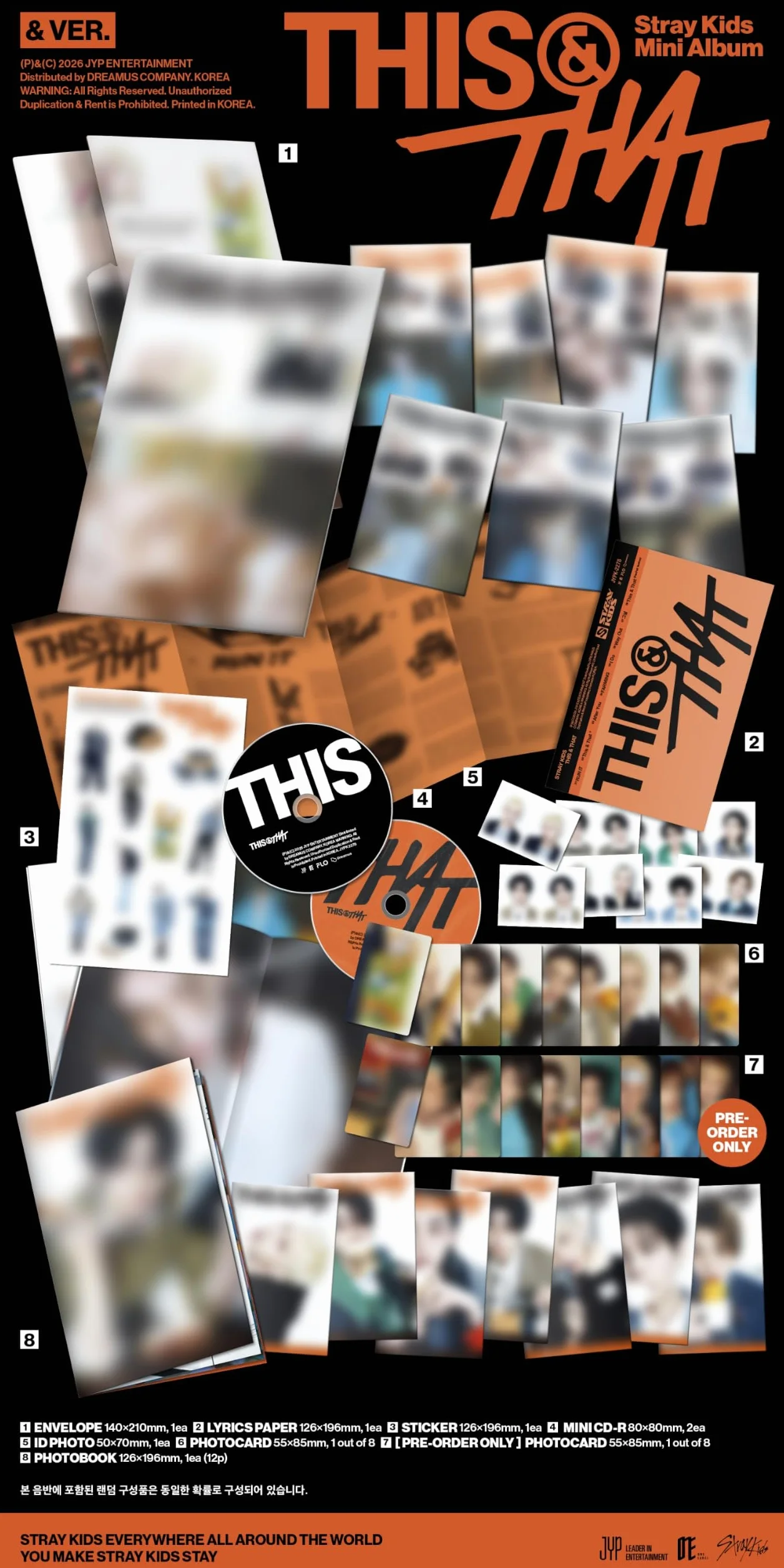 Juego de 3 versiones: 1 álbum estándar + 1 & + 1 fans) SKZ Stray Kids THIS & That 10th Mini Album TNT & T & T