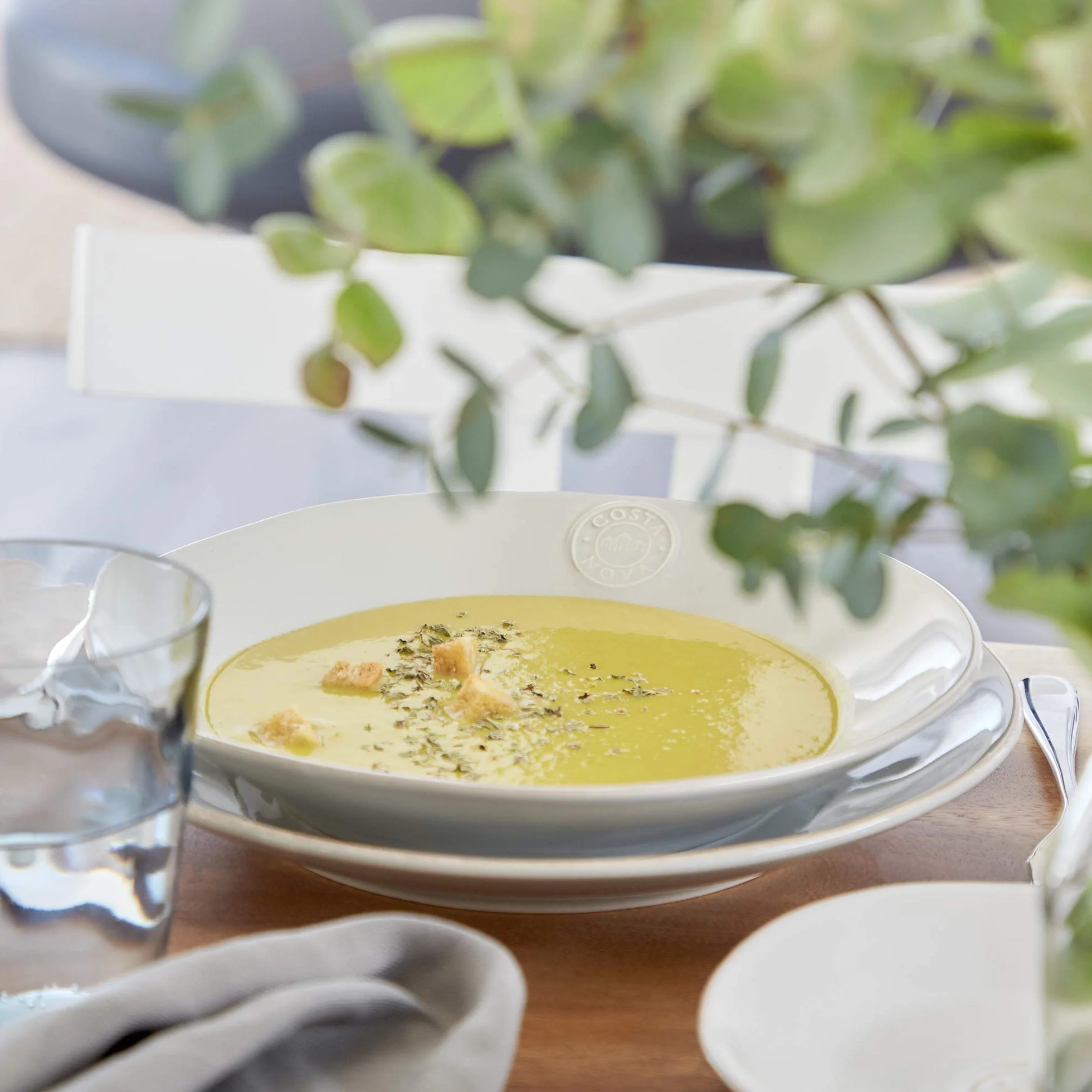 Costa Nova, Nova colección, Vajilla elegante, gres, Plato sopa, pasta , gris claro, 25 cm, 6 piezas