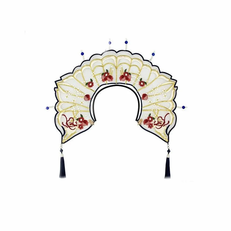 Parches de Bordado Parche Bordado con borlas y Perlas for Hombro, 50 x 45 cm, for Planchar, Chino, for Ropa, Grande, for Coser, for Vaqueros Chaquetas(A)