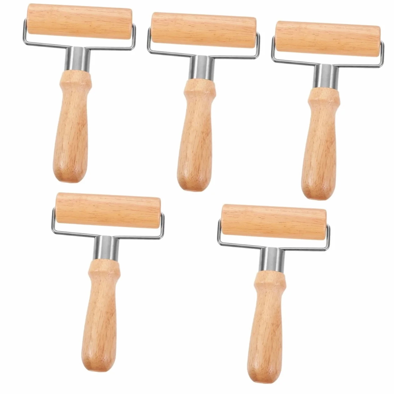 MAGICLULU 5piezas Rodillo De Madera Para Hornear Herramienta De Cocina Ergonómica Para Pasteles y Pizza Rodillo Antiadherente De Madera Natural Para Repostería y Masa De Pizza