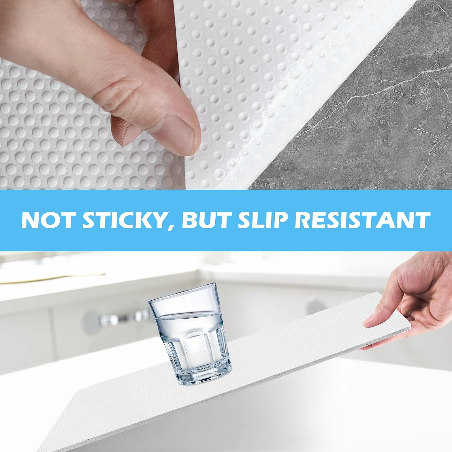 Protector Cajones Cocina EVA Plastico Antideslizante Forro de Cajón Estera Refrigerador Estantes Gabinete Reutilizable Impermeable 30cm x 305cm Blanco