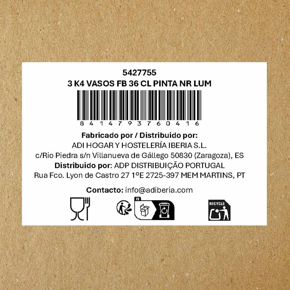 Luminarc Pinta Vasos Altos Vidrio 36cl Opal 4 Set
