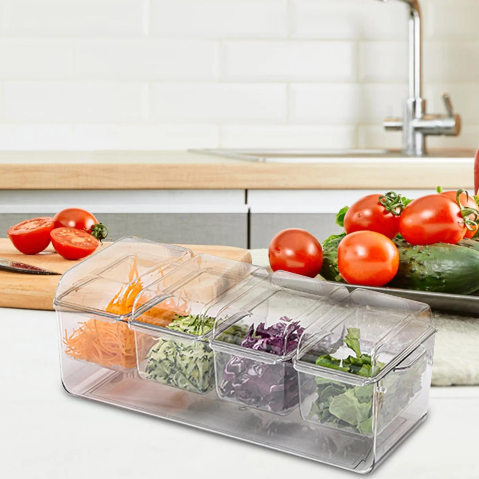 Plato para servir frío, plato portátil multifuncional para fiestas para ensaladas de mariscos, aperitivos con hielo, ideal para reuniones en interiores