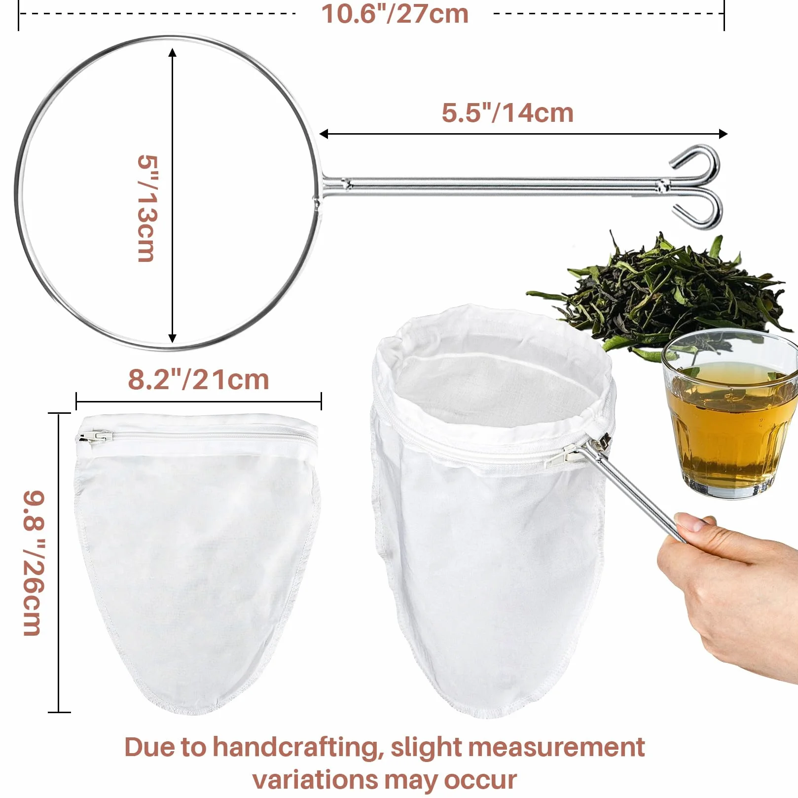 RAINFLOW - Bolsas de filtro de malla para filtro de leche de nuez, café, leche, mantequilla y queso fresco para el hogar o tienda (tamaño pequeño)