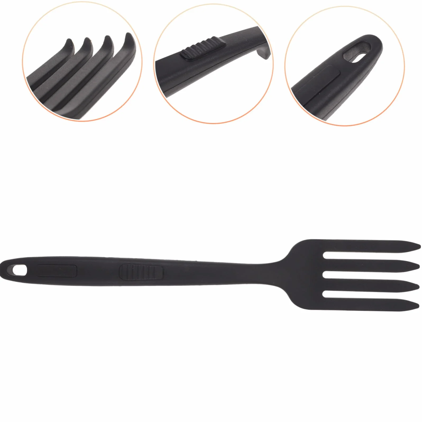 Tenedor de Silicona Negro para Pasta, Resistente al Calor, Diseño Ergonómico