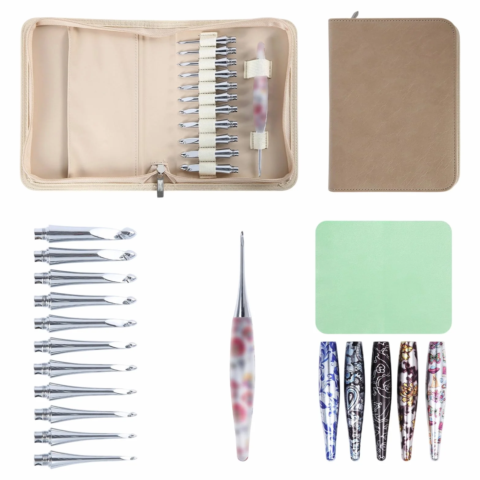 Aguja de ganchillo de aluminio con 12 puntas intercambiables y mango ergonómico, aguja de ganchillo de 3 mm a 10 mm para tejer, manualidades, suéter, herramienta de tejer