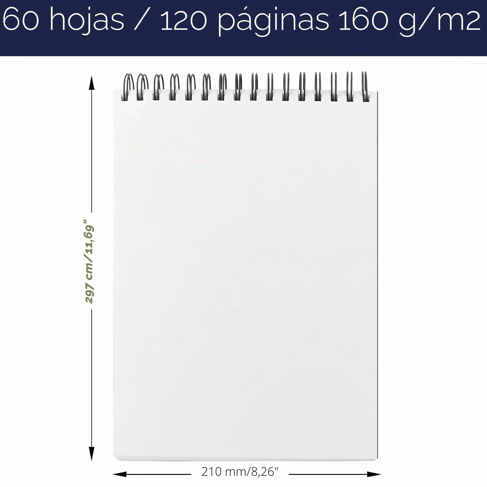 Cuadernos de Bocetos A4 160gsm, Bloc de Dibujo A4, Cuaderno de Dibujo DIY 120 Páginas