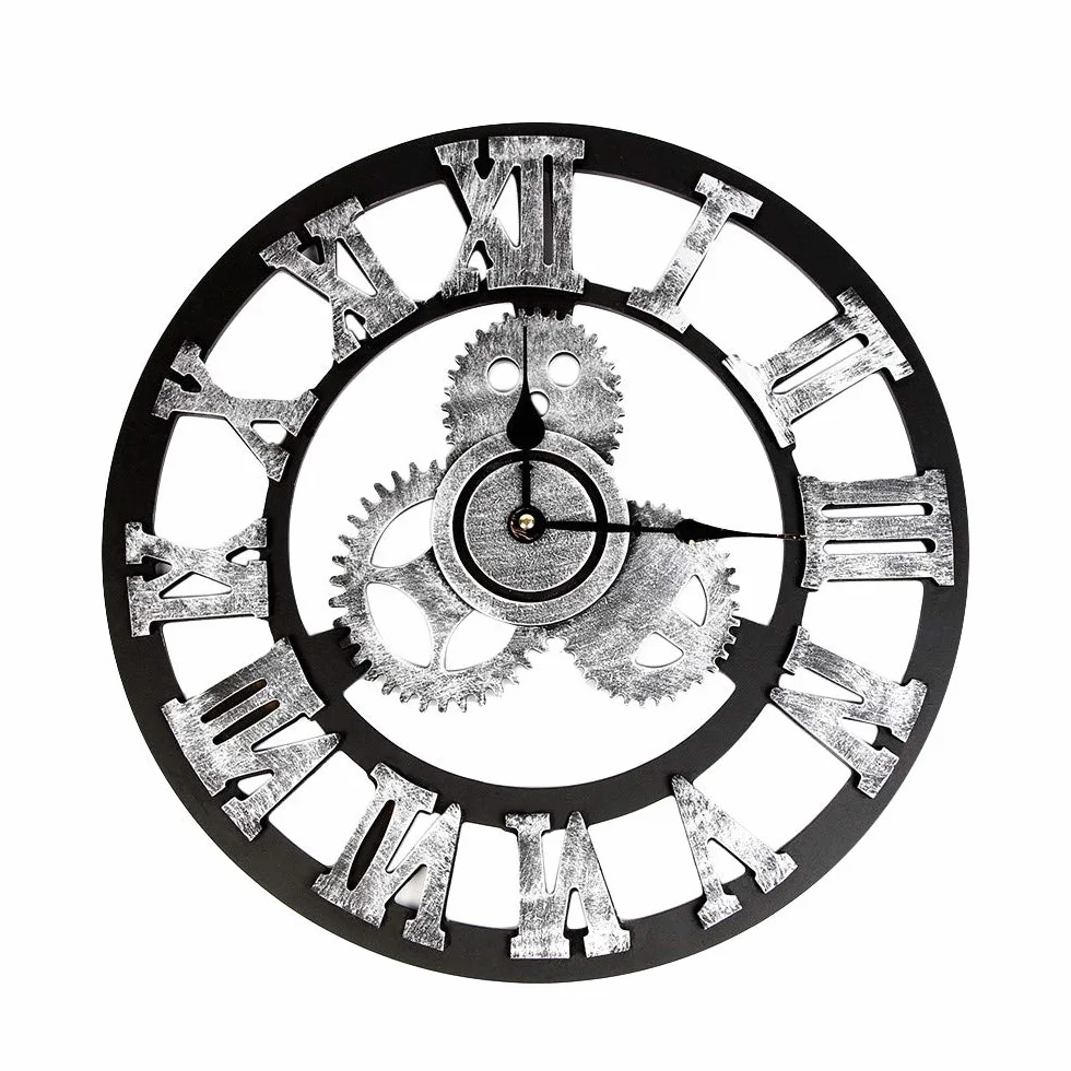 Reloj De Pared Estilo Industrial Grande Reloj Retro Steampunk Europeo Gear Wall Decoración para El Hogar