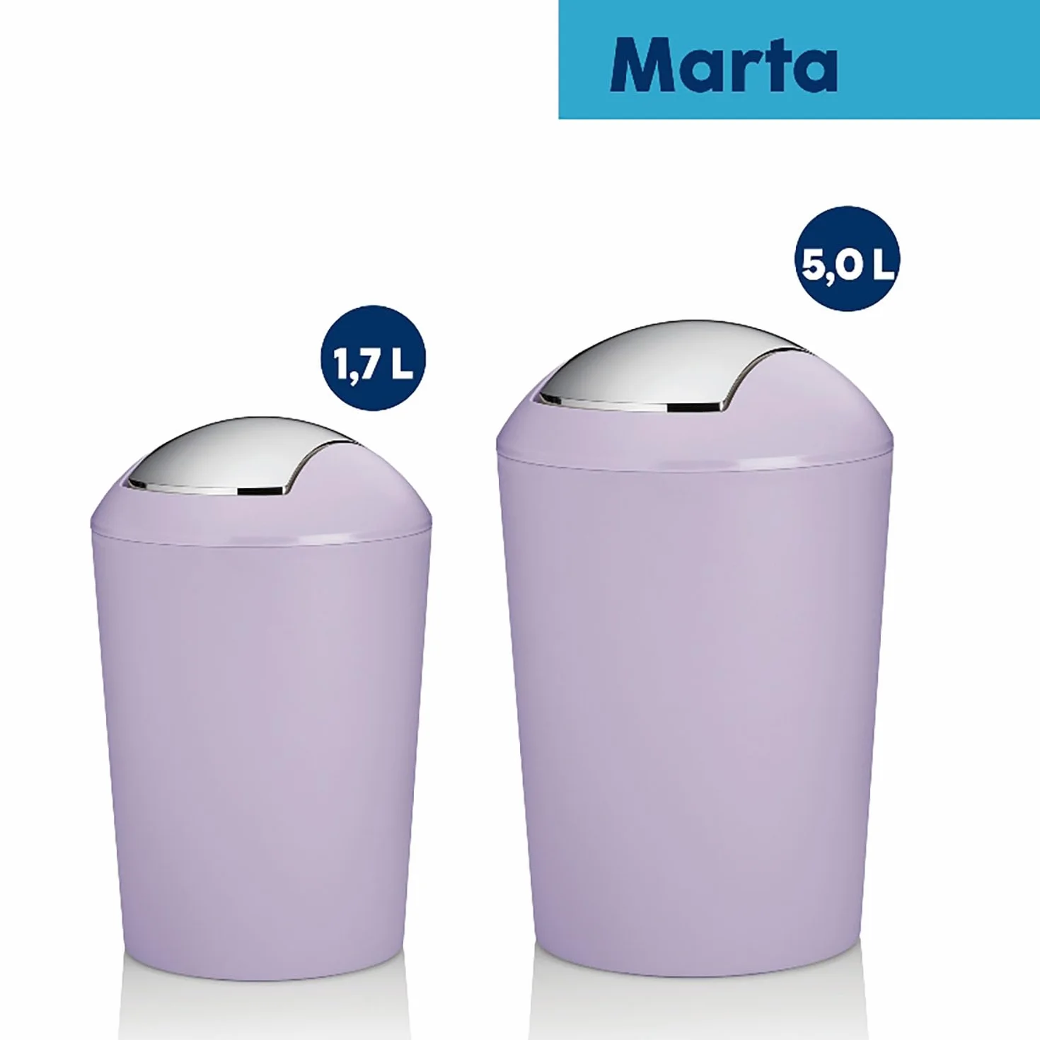 Cubo con tapa basculante violeta pastel mate 5 L plástico MARTA