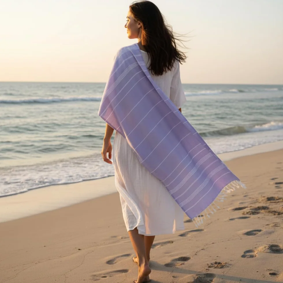 Toalla de sauna XXL 100 x 200 cm secado rápido playa grande suave morado