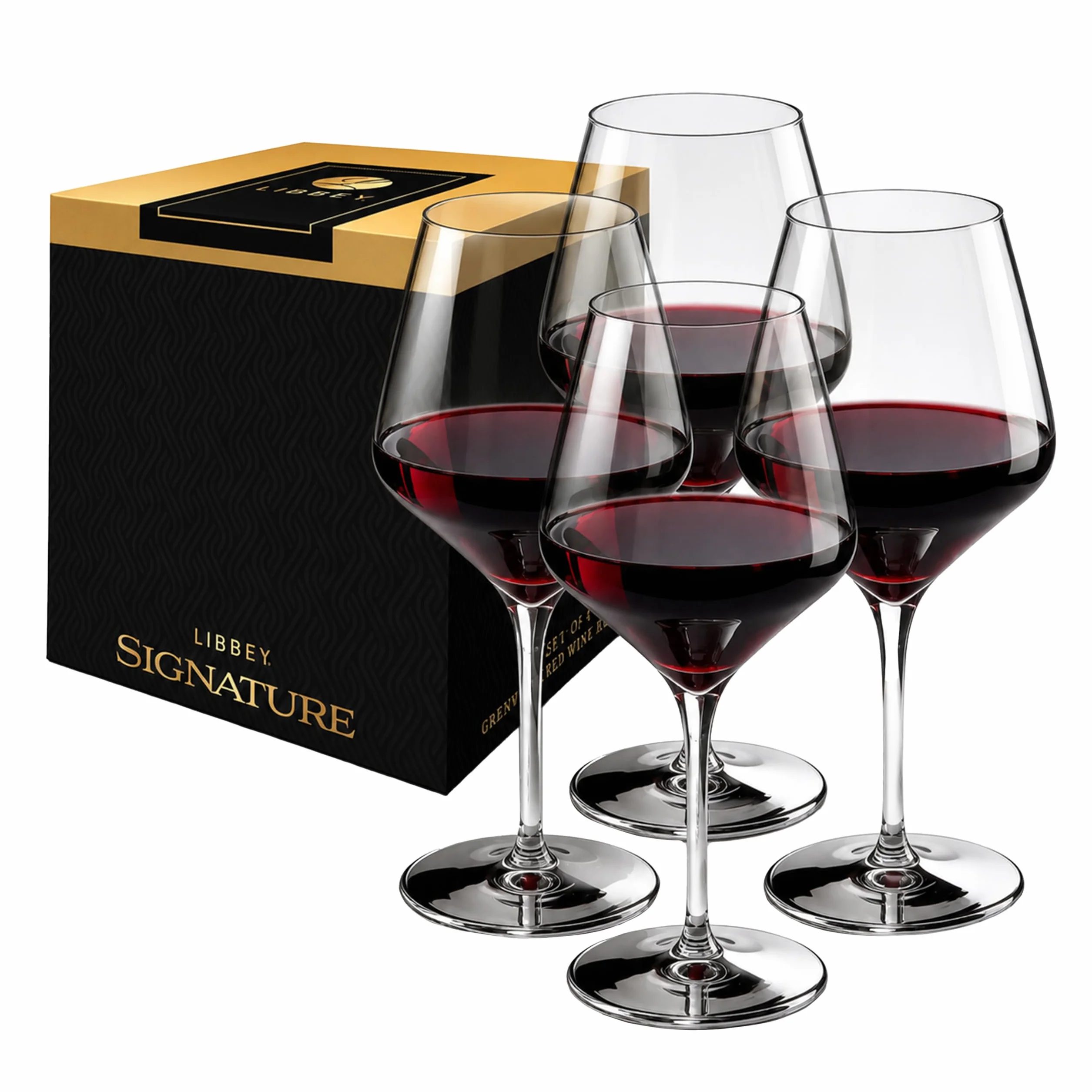 Libbey Signature Greenwich - Juego de 4 copas de vino multiusos de 16 onzas con tallo tirado, copas para cócteles y más