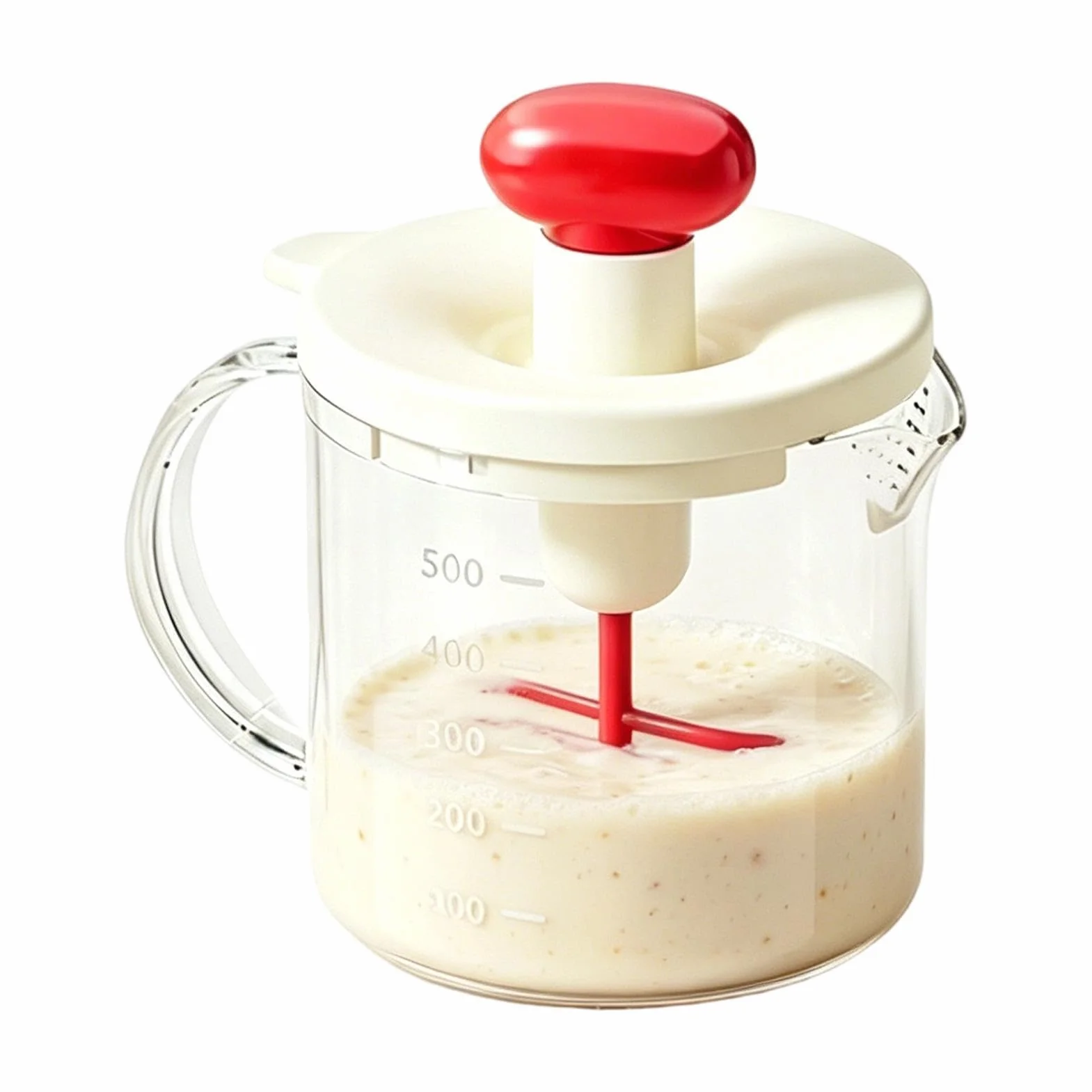 Vaso mezclador manual – Batidor de huevos tipo prensa para batir huevos, masa y crema, recipiente grande transparente para mezclar | Accesorio de cocina para hornear en casa