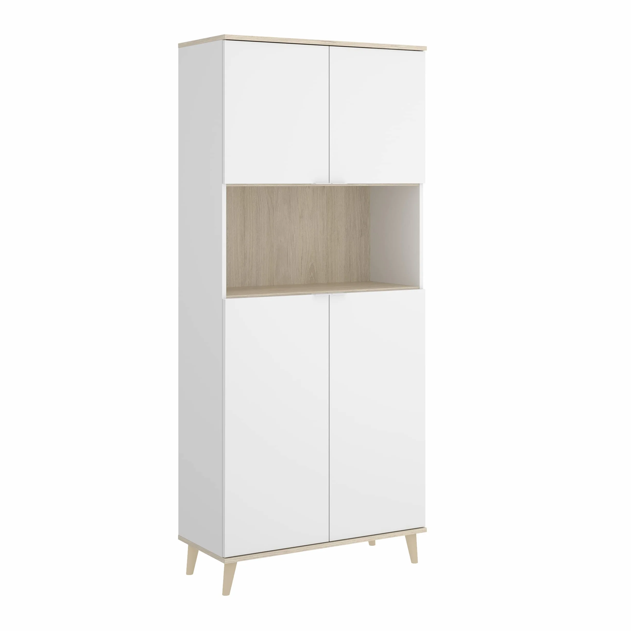 DEKIT GRUPO RIMOBEL WOK -MUEBLE AUXILIAR DE COCINA CON ALMACENAJE - 191x80x40 cm - BLANCO / NATURAL