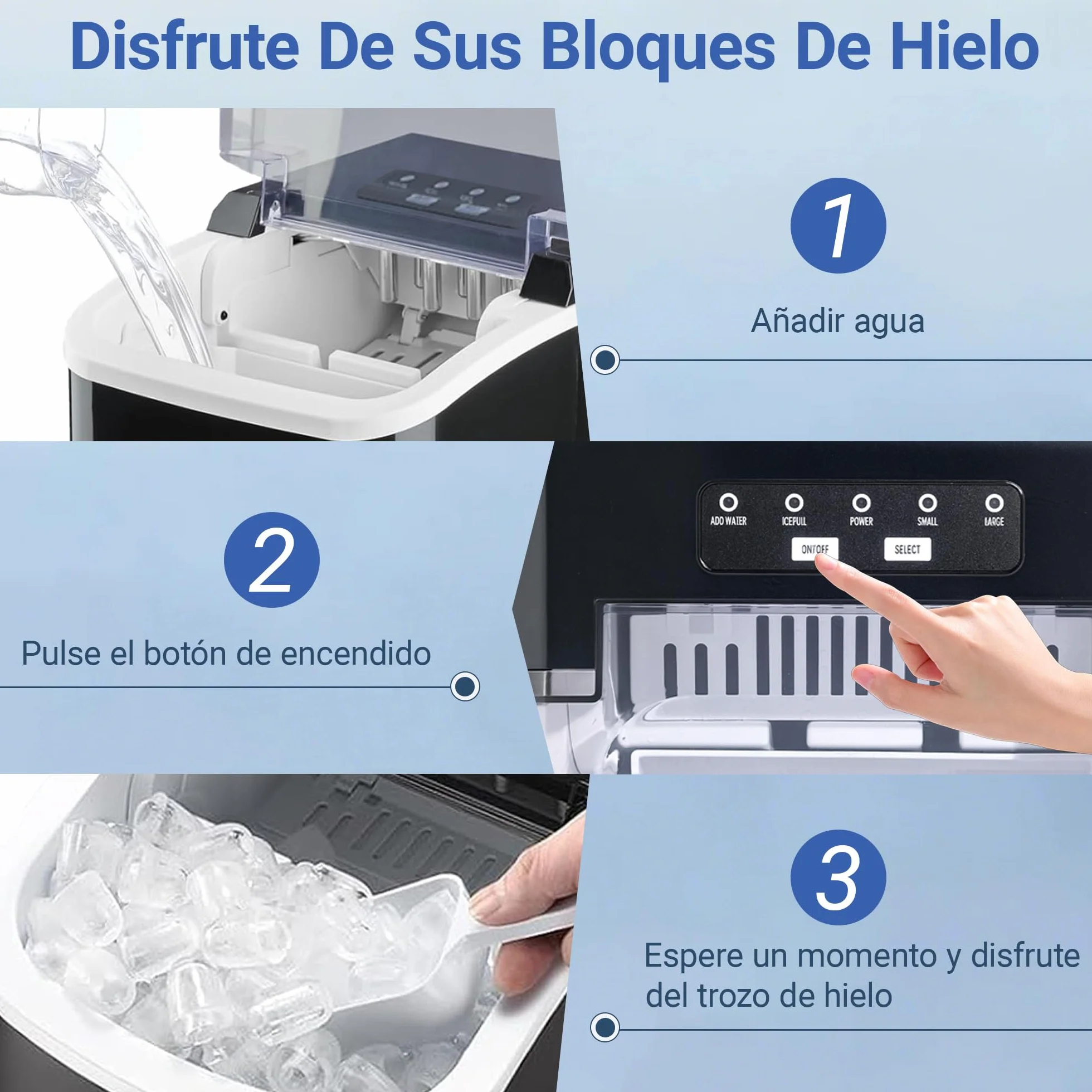 CITYBEE Maquina de Hielo 12kg/24h, Maquina de Hielo para Casa 9 Cubitos en 6 Minutos, Maquina de Hacer Hielo Silencioso con Asa 2 Tamaños de Cubitos para Casa, Oficina, Camping