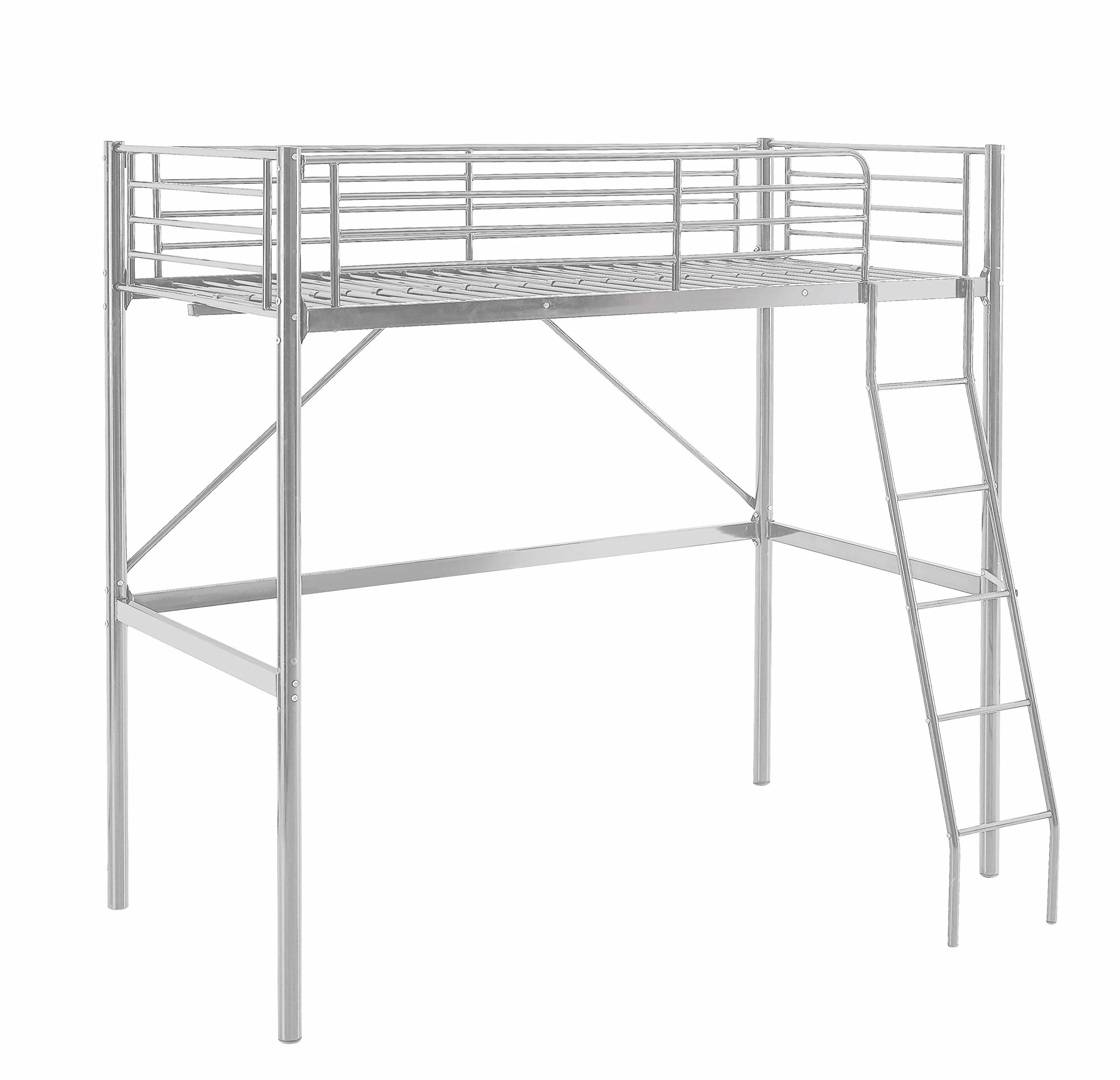MUEBLIX | Literas Juveniles 90x190 | Cama Alta Individual | Estructura de Metal | Literas Juveniles Baratas con Escalera | Ideal para Loft para Escritorio Debajo | Modelo Pedro