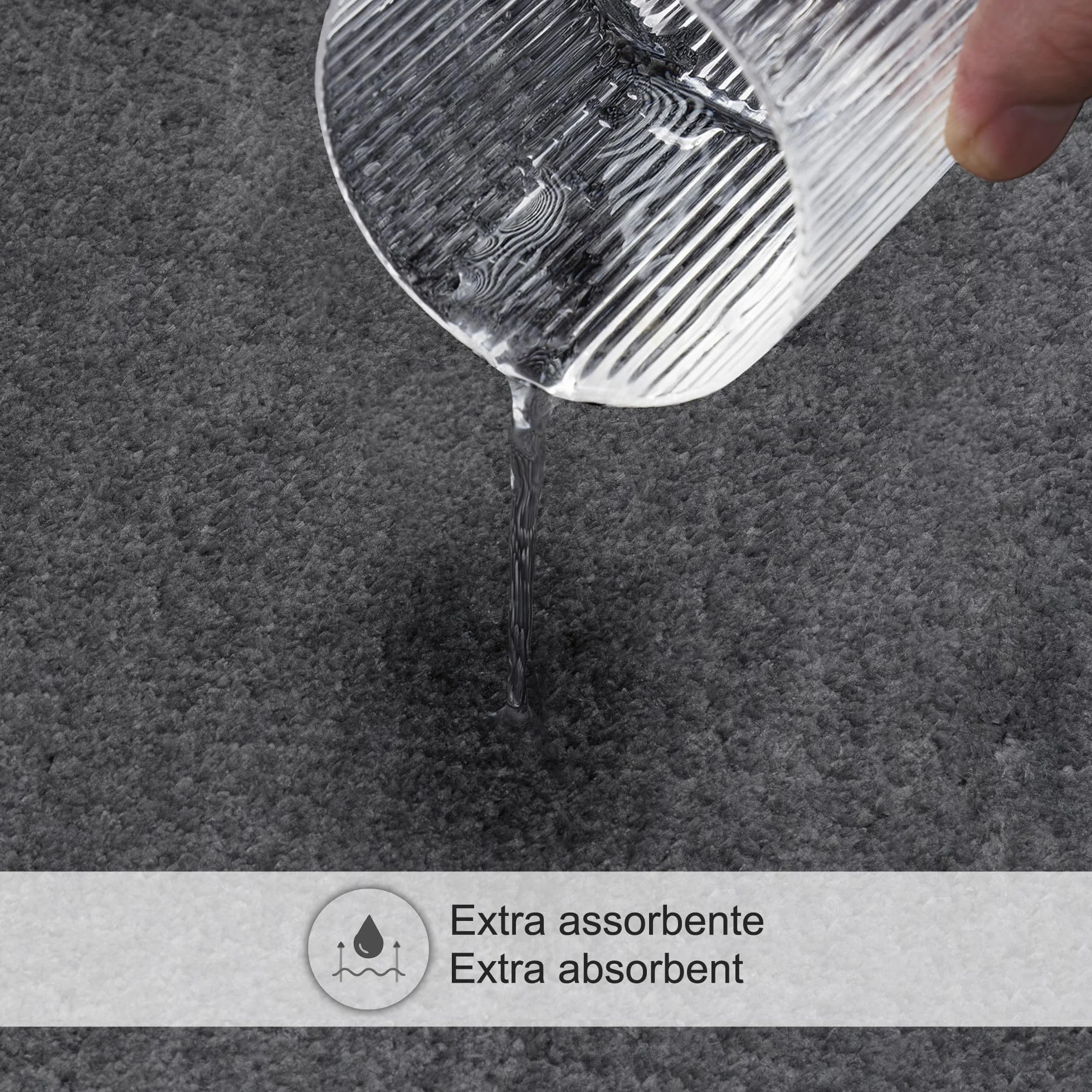 Alfombra de Baño Antideslizante Decomira 50x150 cm Antracita Lavable a Máquina