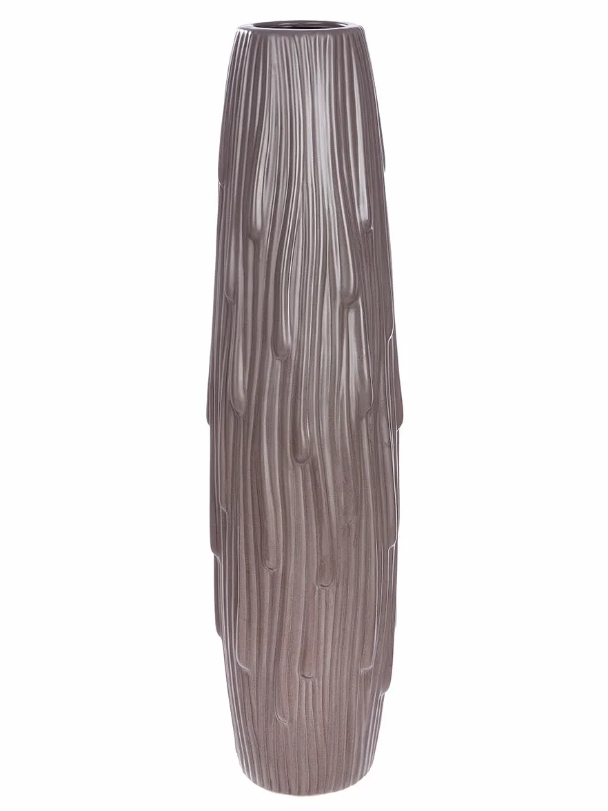 Casablanca Jarrón de cerámica Gris Mate, Altura 78 cm, diámetro 20 cm, decoración para el hogar, jarrón de Flores