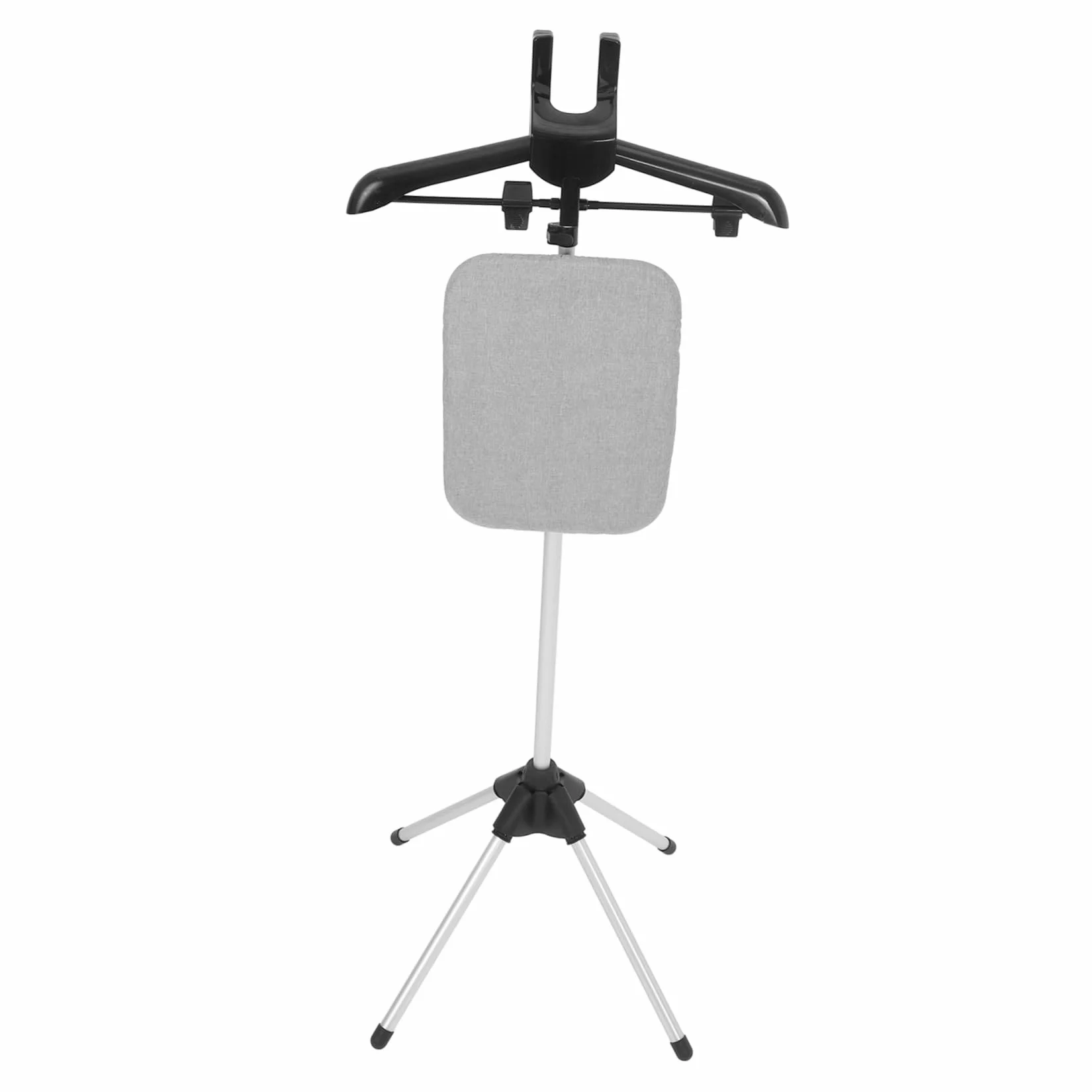 ULTECHNOVO Soporte de Planchado Plegable Rejilla para Cocinar al Vapor y Tabla Integrada, Altura Ajustable de 90-160 Cm, Base de Cuatro Patas y Material de Aleación de Aluminio