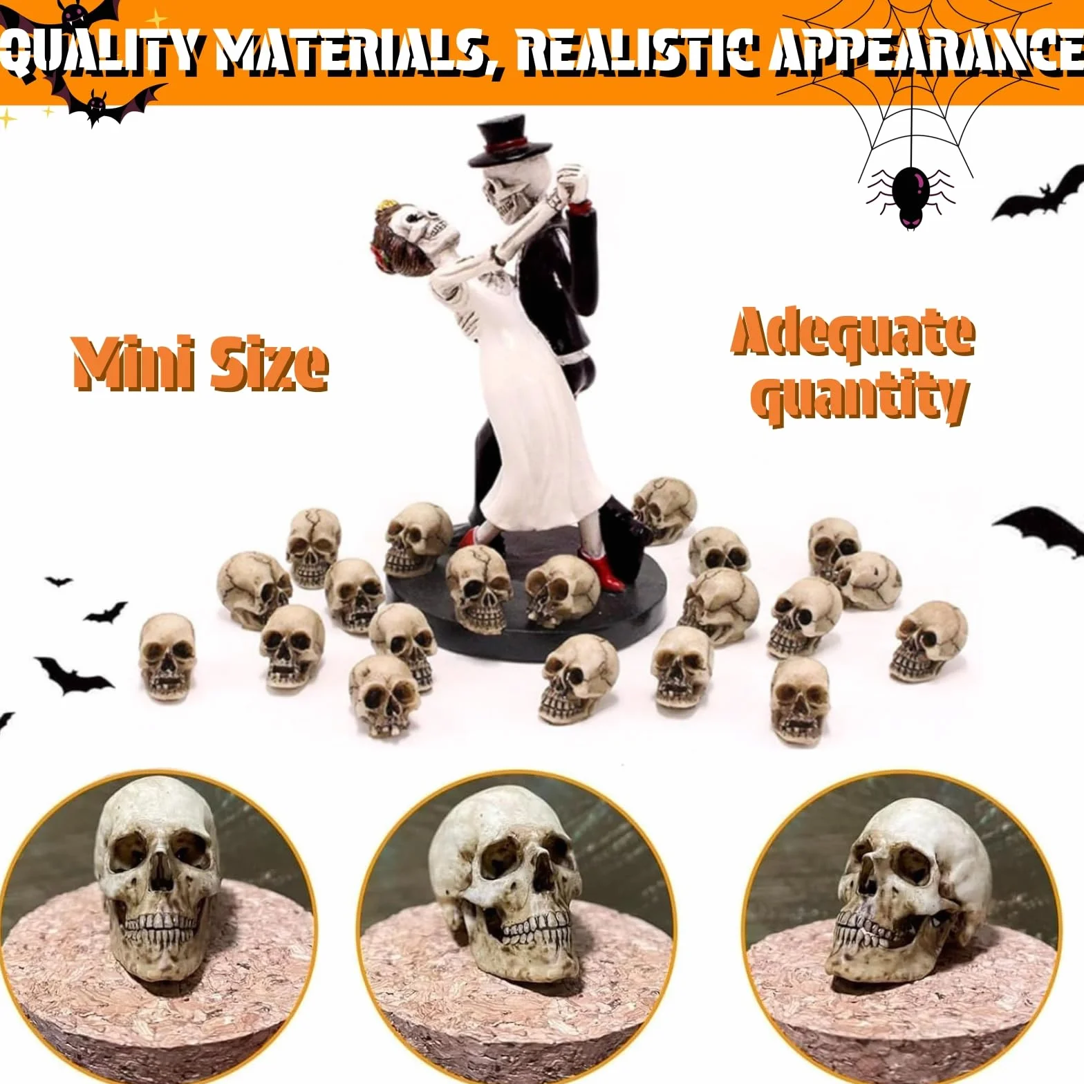 Mini Calaveras Decoración Halloween, Mini Cabezas Calavera Miedo, Juguetes Esqueleto Pequeños de Resina, Figura de Cráneo Decoración de Broma para Maceta, Halloween, Fiesta Temática, 20 Unidades